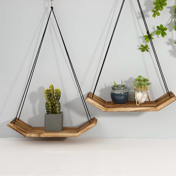 Other - Hanging Wood Shelves with garland lighted leaves set of 2 - NEW